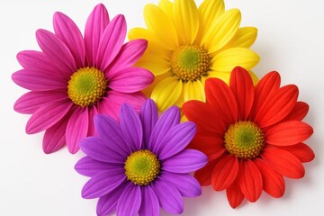 Fototapeta premium A group of colorful flowers on a white surface