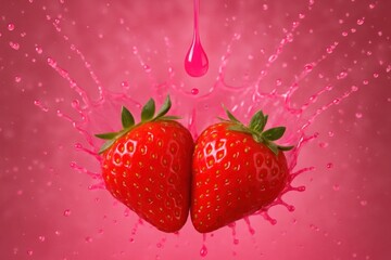 two strawberries in the shape of a heart
