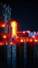 Obraz premium 3D Animation: Vibrant Lavastone Castle Rendering in Mystical Fantasy Land