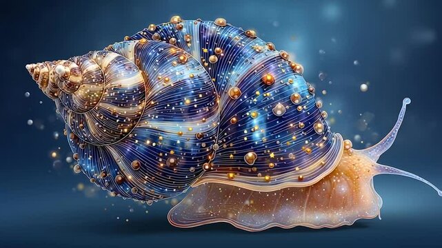 Magical Galaxy Snail Shell with Fantasy Art, and Nature.