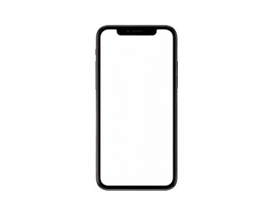 A smartphone with a white screen on a black background in portrait mode isolated on transparent background