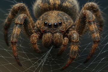 A close up of a spider on a web