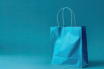 Detailed Visual  of Blue Paper Shopping Bag Isolated