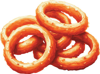 Vector watercolor painted illustration of onion rings