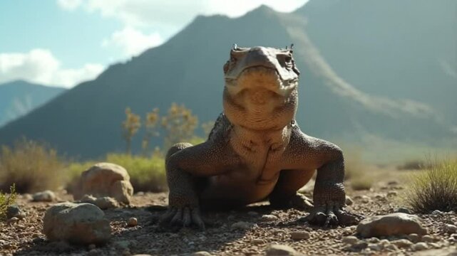 Majestic Lizard 4K Stock Video Desert Reptile Footage