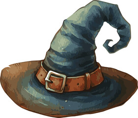 Vector watercolor painted illustration of a halloween witch hat