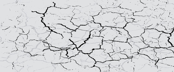 Cracked dry wall texture background. Abstract cracked wall in summer.vcector eps10.