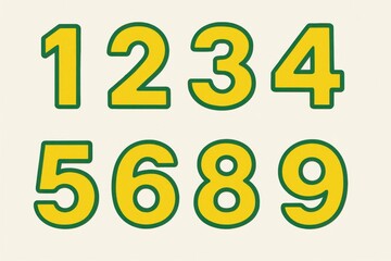 A set of numbers in green and yellow on a white background