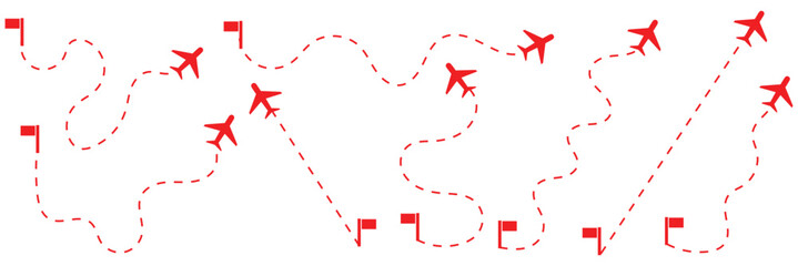 set of Route location icon two pin sign and dotted line. map path distance icon, pinpoint, map search, route, Route icon, two points with dotted path and location pin