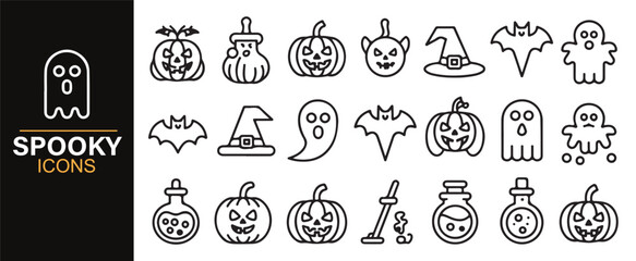 Ghosts, Pumpkins, and Bats: Halloween Icon Collection