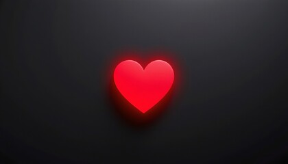 the image presents a vibrant red heart symbol against a contrasting black background, the heart is glowing from within