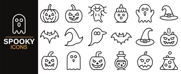 Vector Halloween Icons for Haunted House and Party Designs