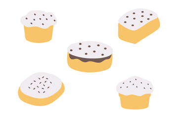 Simple Cake Illustration Design Set