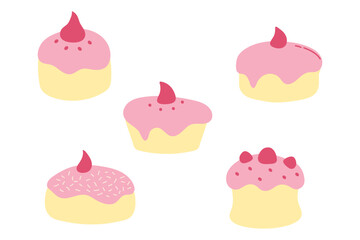 Simple Cake Illustration Design Set