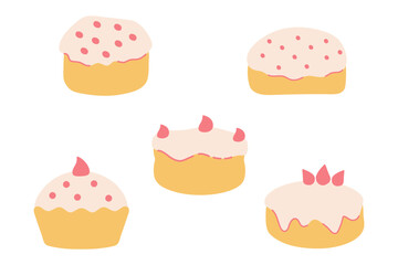 Simple Cake Illustration Design Set