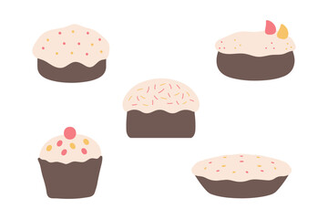 Simple Cake Illustration Design Set
