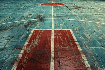 Premium Quality Visual of Textured Basketball Court Game Field Center