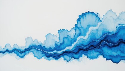 Abstract indigo blue watercolor painting with fluid organic textures