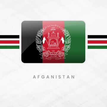 Vibrant Animated Afghanistan Flag Waving in Button Frame with Dynamic Black, Red, Green, White for National Pride and Patriotism