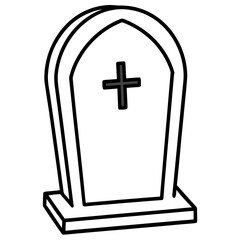 Obraz premium Tombstone with Cross vector for religious, Easter, and holy week digital design projects.