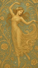 Naklejka premium Graceful woman in flowing dress