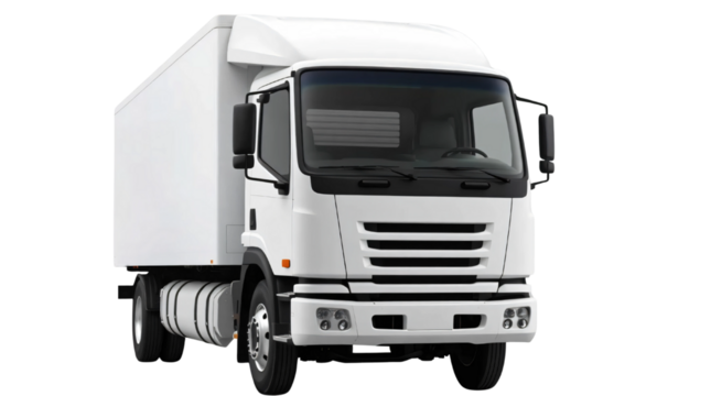 White truck isolated on transparent background