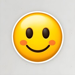 A cheerful yellow smiley face with rosy cheeks on a light gray background image view