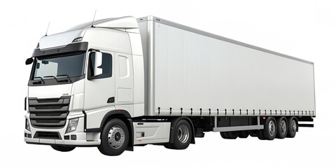 White semi truck trailer for sale delivery transport vehicle on transparent background