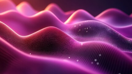 Abstract wavy, glowing, digital landscape