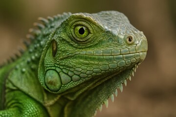 Obraz premium A close up of a green iguana's face