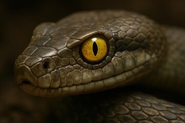Obraz premium A close up of a snake's head with yellow eyes