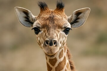 Obraz premium A close up of a giraffe's face looking at the camera
