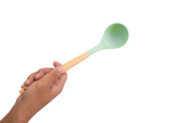 hand holding a spoon isolated on white