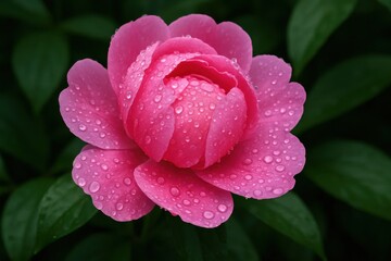 A pink flower with water droplets on it