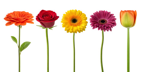 Fototapeta premium Colorful flowers arrangement floral bouquet nature blossom on transparent background