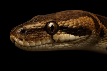 Obraz premium A close up of a snake's head on a black background