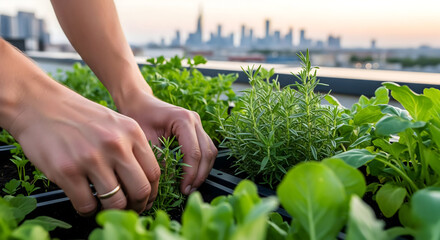Urban vegetable garden in the city