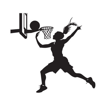 silhouette basketball player scoring a basket clip art preview