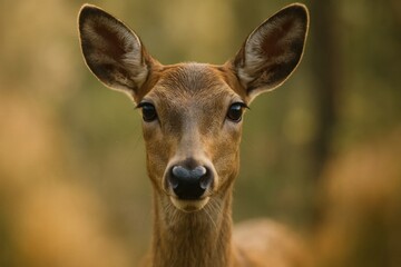 Fototapeta premium A close up of a deer's face in the woods