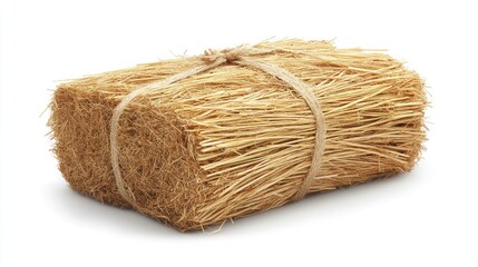 Bound bale of light brown straw