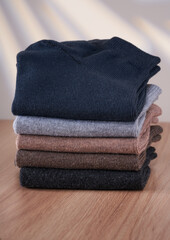 Close-up of a pile of pure cotton socks in daily life scenes