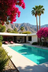 Palm Springs Mid-Century Modern Iconic Desert Resort with Pool and Lush Landscaping