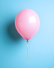Pink balloon against light blue background highlighting minimalist design