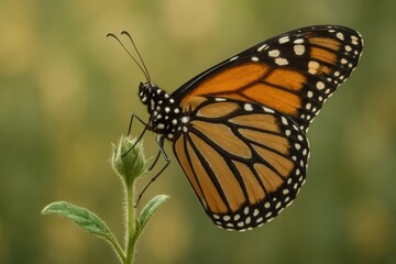 Fototapeta premium A butterfly sitting on top of a green plant