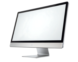 Computer monitor desktop pc screen display blank mockup design on transparent background