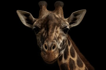 Obraz premium A close up of a giraffe's face on a black background