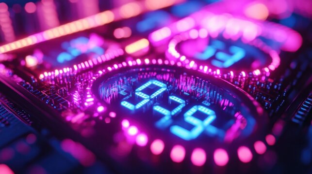 Close-up futuristic digital display