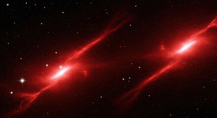 Cosmic Red Nebula Streams in Starry Expanse