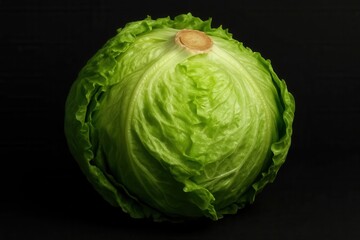 Fototapeta premium A head of lettuce on a black background