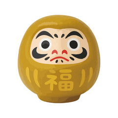 金色の達磨イラストと福の文字が描かれた縁起物